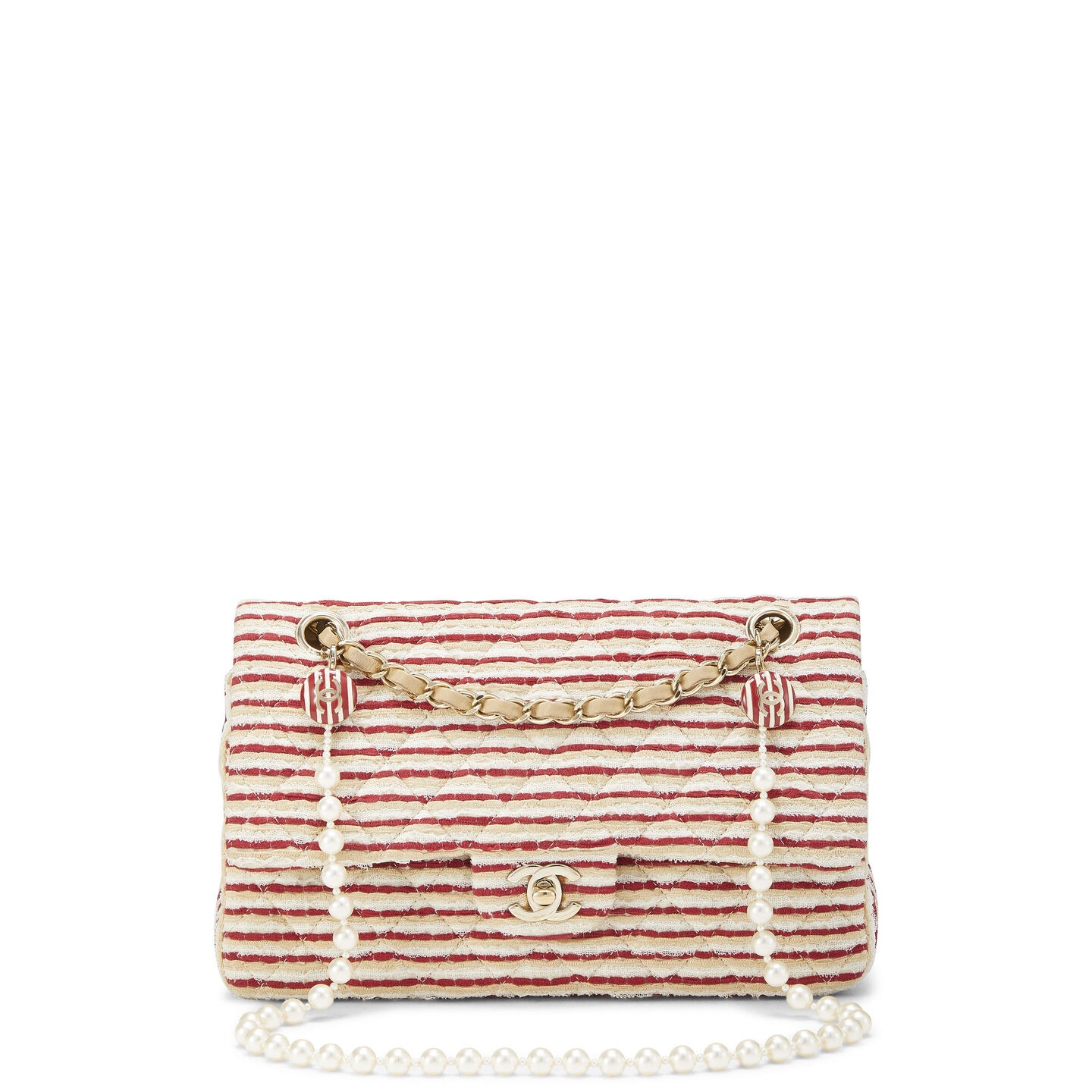 chanel red striped jersey coco sailor flap medium